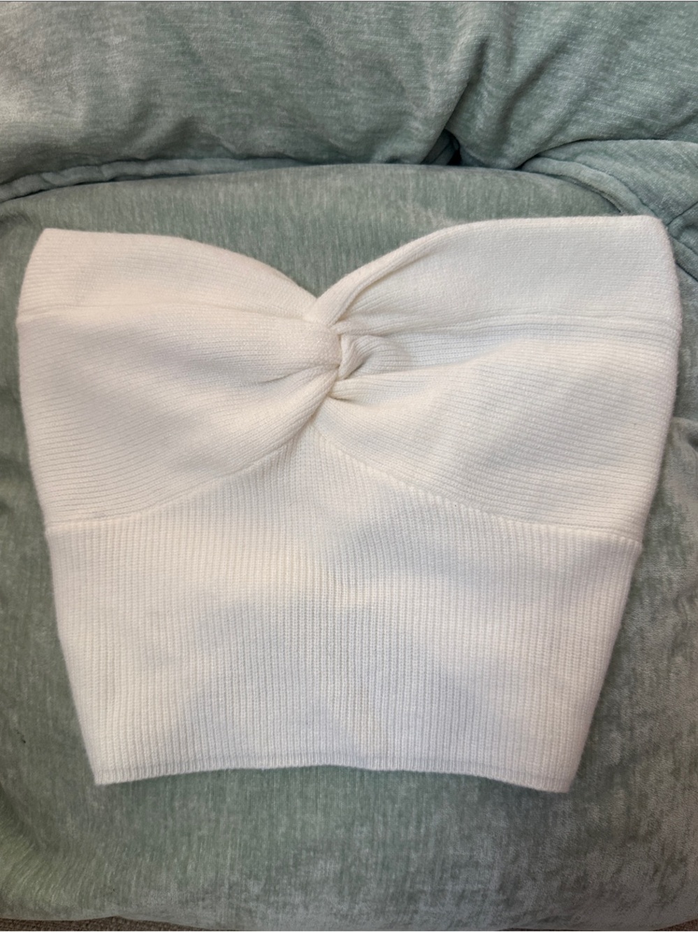 Beginning Boutique White Knitted Twist Front Crop Top